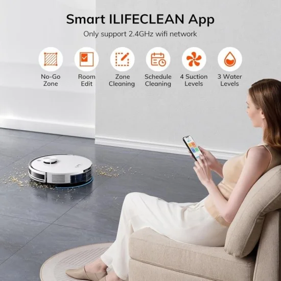 ILIFE A30 Pro Robot Vacuum and Mop with Self-Emptying Station - White